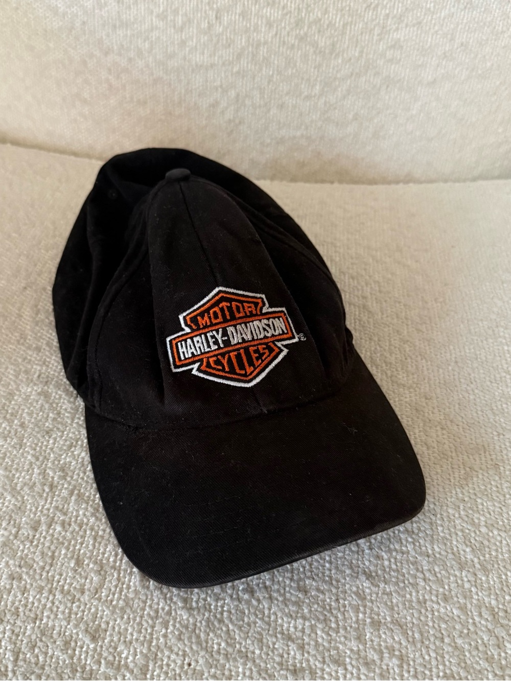 Harley-Davidson Motor Cycles Black Embroidered Logo Baseball Cap Biker Hat